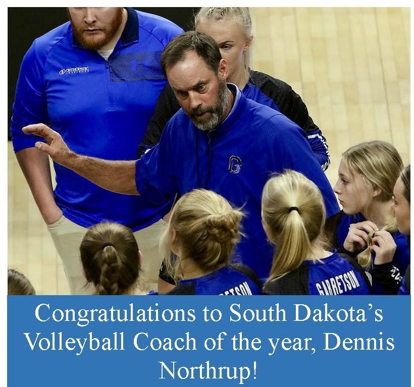 Coach of the year, Dennis Northrup at the State Volleyball tourney.